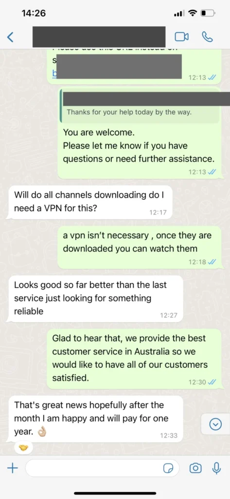 WhatsApp confirmation: Subscription renewal